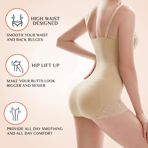 Sculpt Lace Thigh Faja Slimming Lowback Thong Bodysuit