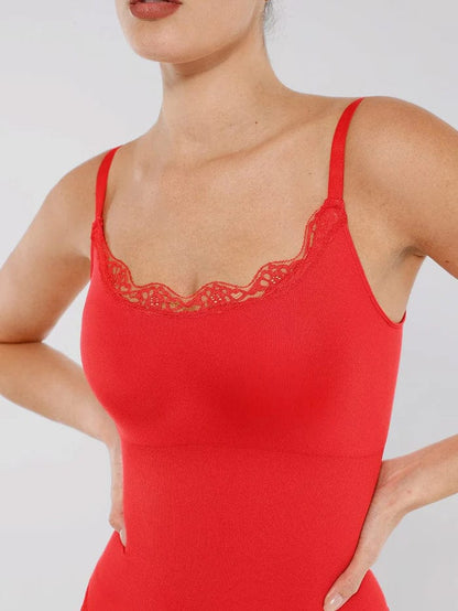 Seamless Lace Waist Slimming Shapewear Cami Bodysuit