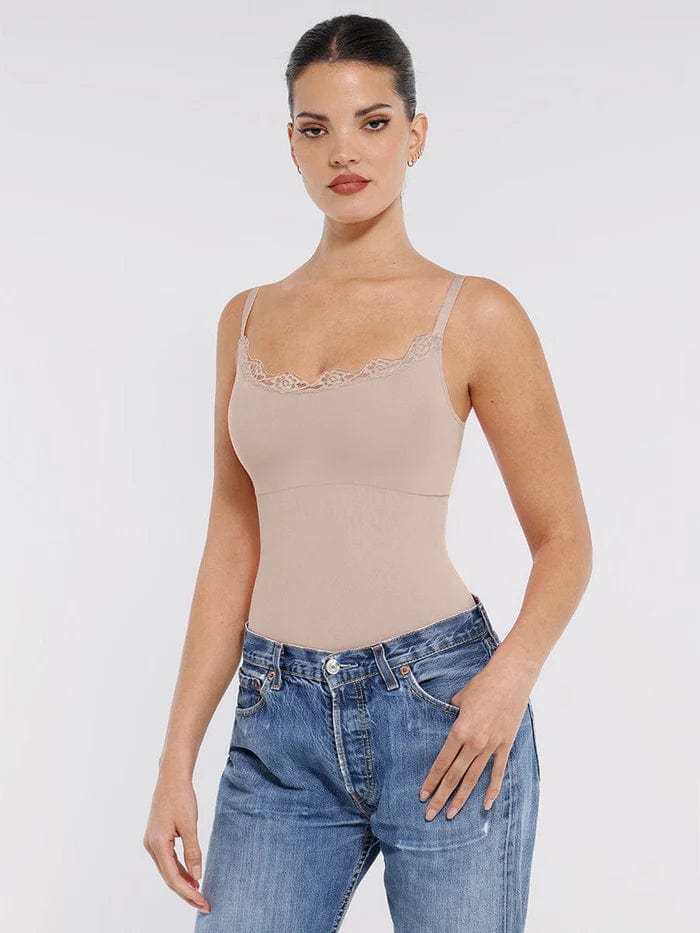 Seamless Lace Waist Slimming Shapewear Cami Bodysuit