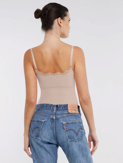 Seamless Lace Waist Slimming Shapewear Cami Bodysuit