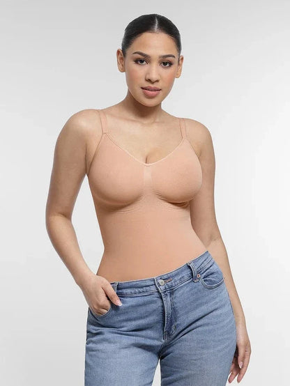 Seamless Shapewear Bodysuit with Tummy Control and Built-In Chest Support