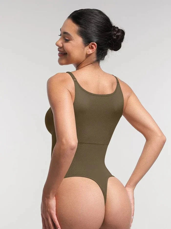 Seamless Tummy Control Shapewear Bodysuit with Built-In Bra and Removable Pads