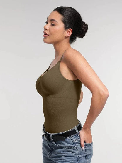 Seamless Tummy Control Shapewear Bodysuit with Built-In Bra and Removable Pads