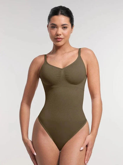 Seamless Tummy Control Shapewear Bodysuit with Built-In Bra and Removable Pads