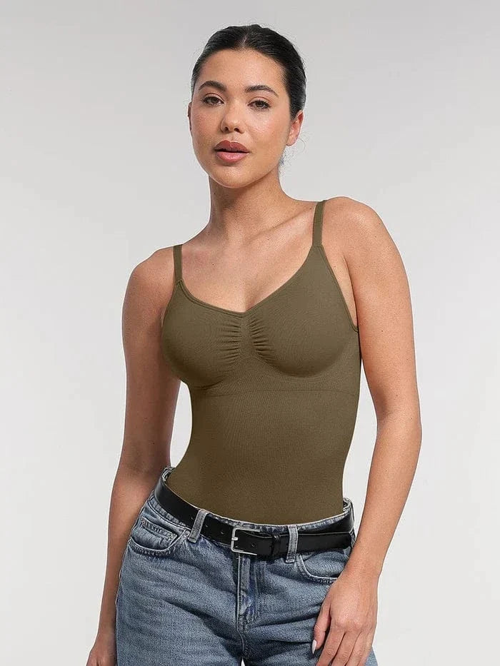 Seamless Tummy Control Shapewear Bodysuit with Built-In Bra and Removable Pads