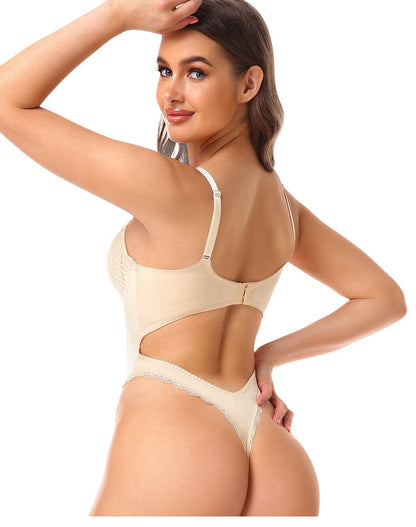 Sculpting Low Back Lace Shapewear Bodysuit with Built-In Bra