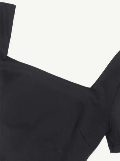 Short Sleeve Square Neck Tummy Control Shapewear Bodysuit