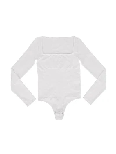 Square Neck Tummy Control Long Sleeve Shapewear Bodysuit