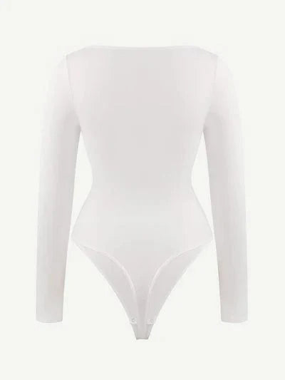 Square Neck Tummy Control Long Sleeve Shapewear Bodysuit