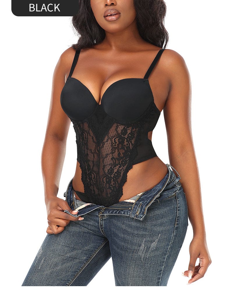 Tummy Control Lace Suspender Tights and Bodysuit Shapewear