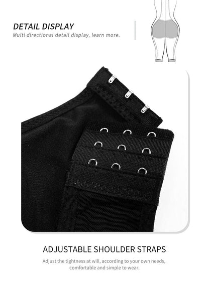 Tummy Control Mid Trouser Open Bust Shapewear Bodysuit with Front Zipper