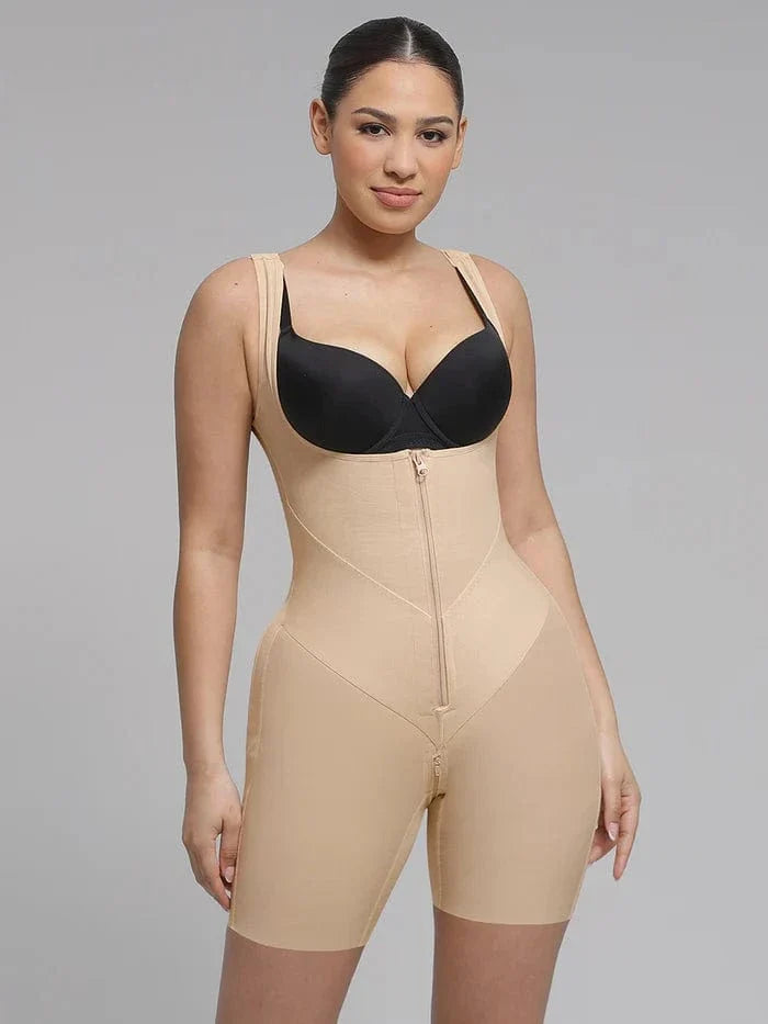 U-Shaped Open Bust Support and Waist Slimming Tummy Control Shapewear Bodysuit