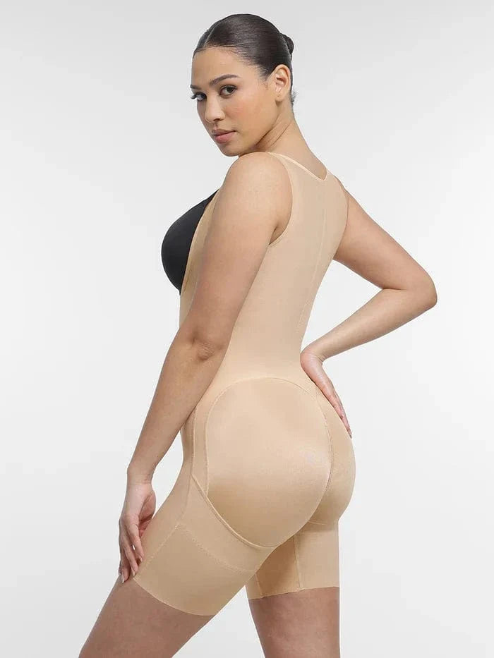 U-Shaped Open Bust Support and Waist Slimming Tummy Control Shapewear Bodysuit