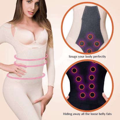 Underbust Slimming Arm Thigh Full Body Solid Open Crotch Bodysuit Shaper