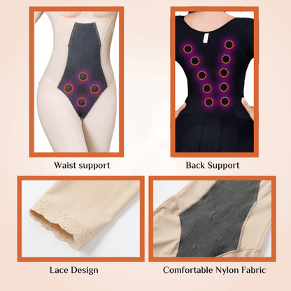 Underbust Slimming Arm Thigh Full Body Solid Open Crotch Bodysuit Shaper