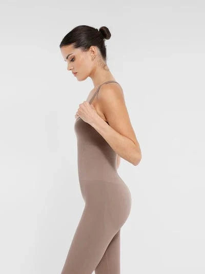 Seamless Yoga Jumpsuit with Built-in Bra Sculpting Butterfly Back Workout Bodysuit