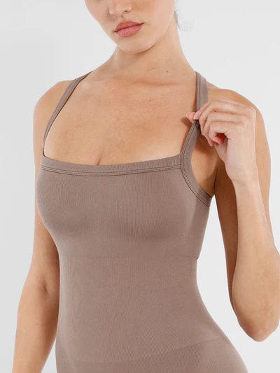 Seamless Yoga Jumpsuit with Built-in Bra Sculpting Butterfly Back Workout Bodysuit