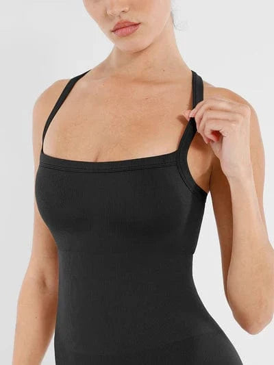 Seamless Yoga Jumpsuit with Built-in Bra Sculpting Butterfly Back Workout Bodysuit
