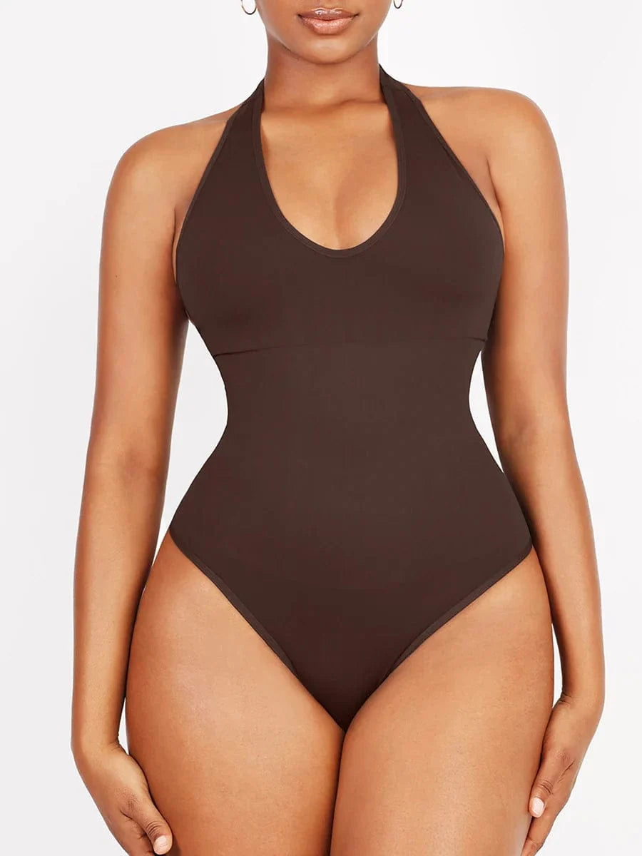 Waist Control Halter Neck Shapewear Bodysuit
