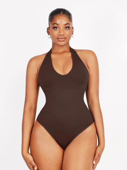 Waist Control Halter Neck Shapewear Bodysuit
