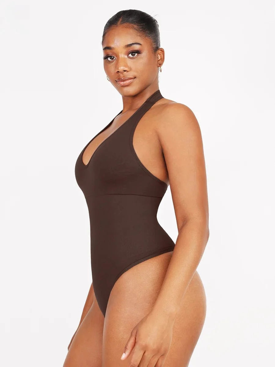 Waist Control Halter Neck Shapewear Bodysuit