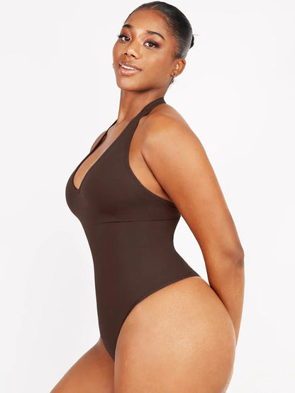 Waist Control Halter Neck Shapewear Bodysuit
