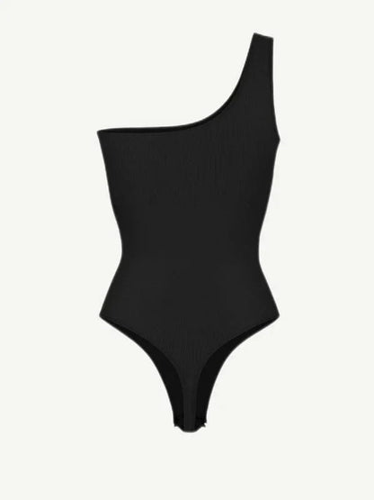 Waist Sculpting Tummy Control One Shoulder Shapewear Bodysuit