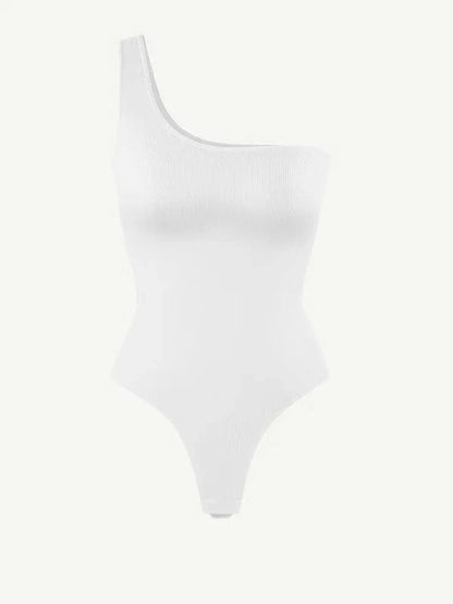 Waist Sculpting Tummy Control One Shoulder Shapewear Bodysuit