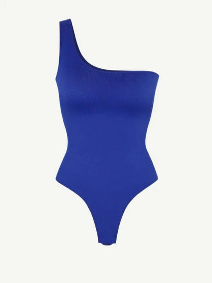 Waist Sculpting Tummy Control One Shoulder Shapewear Bodysuit