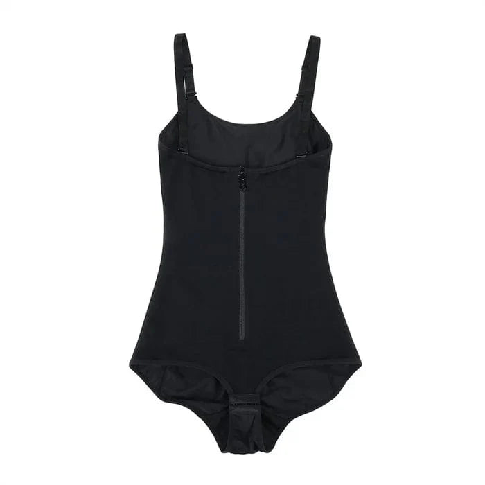 Waist Trainer Shapewear bodysuit with Front Zipper and Adjustable Strap