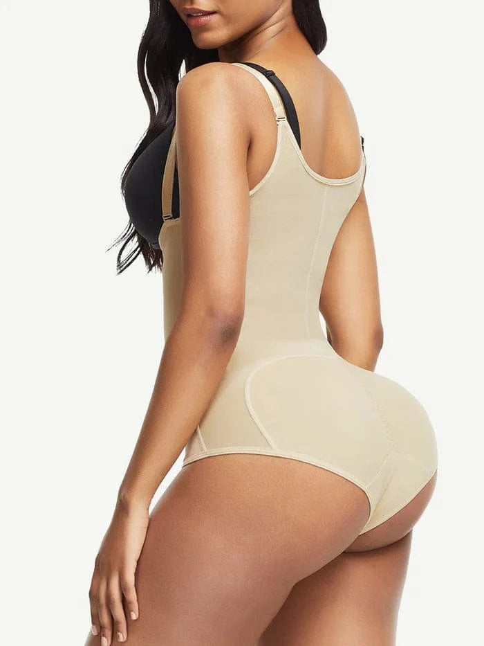 Waist Trainer Shapewear bodysuit with Front Zipper and Adjustable Strap
