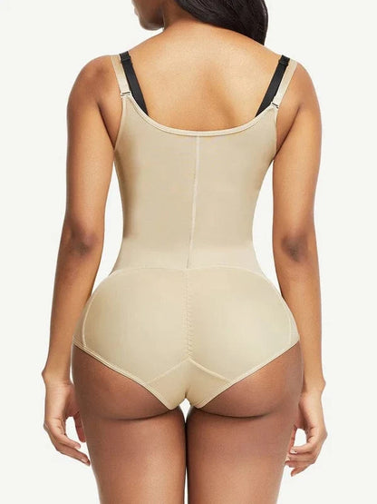 Waist Trainer Shapewear bodysuit with Front Zipper and Adjustable Strap