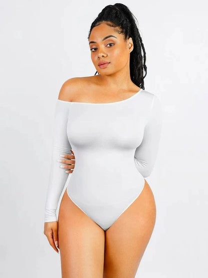 Long Sleeve One Shoulder Shapewear Thong  Bodysuit