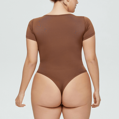 Women's Square Neck Short Sleeve thong Shapewear Bodysuit
