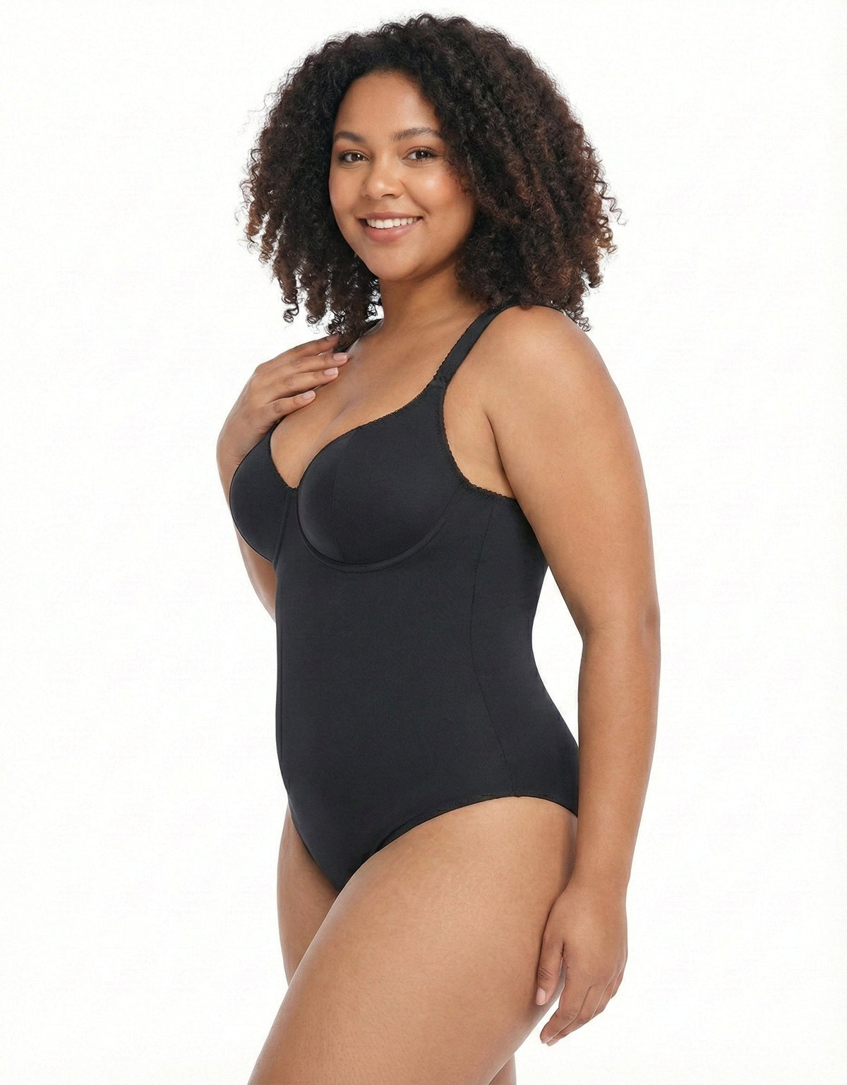 Women's Tummy Control and Bust Support Shaping Bodysuit with Adjustable Straps
