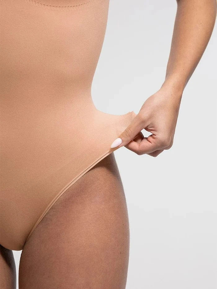 Women Tummy Control and Bust Support Shaping Bodysuit with T-Back Brief