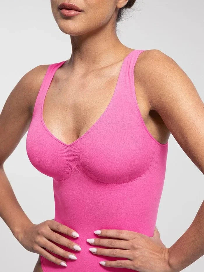 Women Tummy Control and Bust Support Shaping Bodysuit with T-Back Brief