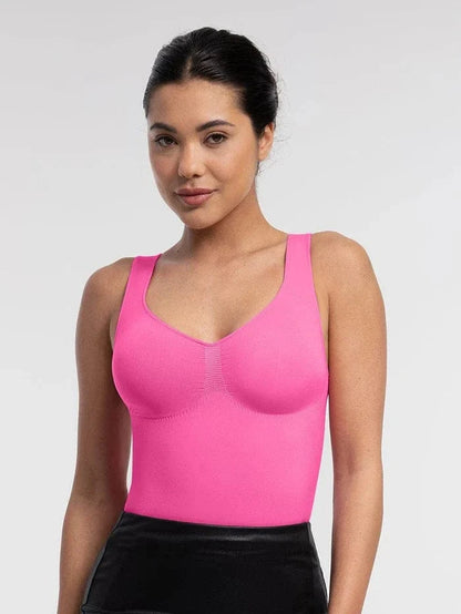 Women Tummy Control and Bust Support Shaping Bodysuit with T-Back Brief