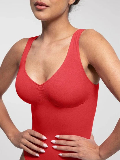 Women Tummy Control and Bust Support Shaping Bodysuit with T-Back Brief