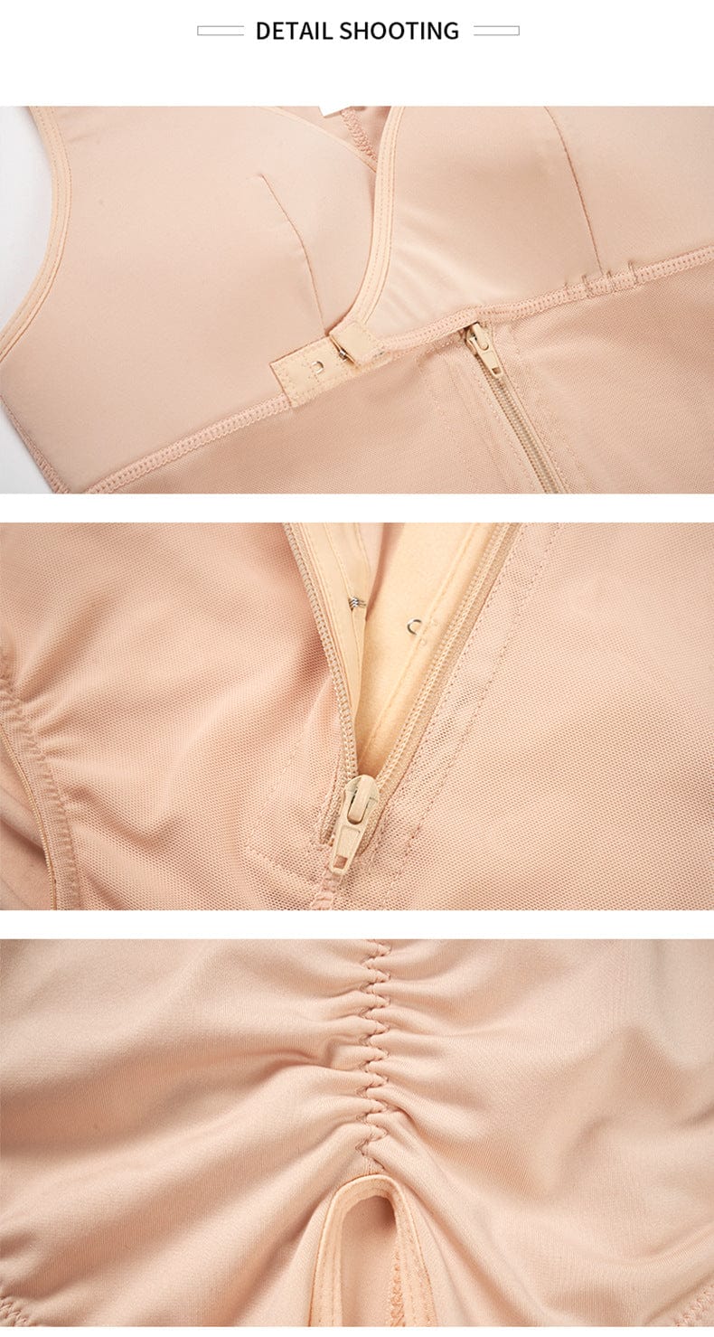 Zippered Tummy Control Bodysuit Shapewear with Adjustable Straps