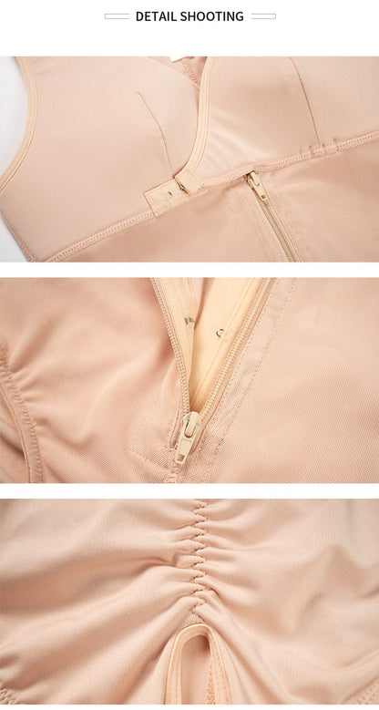 Zippered Tummy Control Bodysuit Shapewear with Adjustable Straps