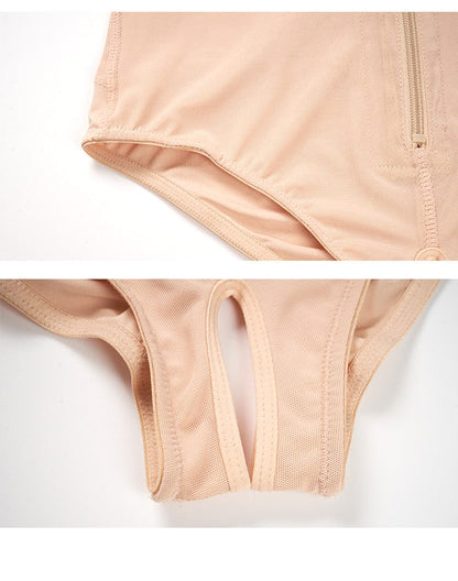 Zippered Tummy Control Bodysuit Shapewear with Adjustable Straps