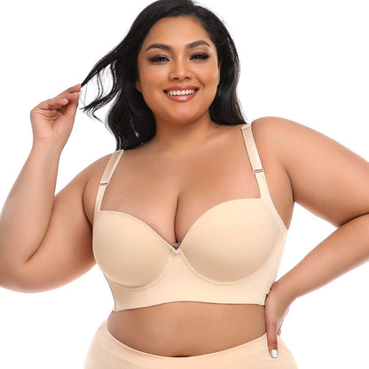 Plus Size Comfortable Longline Push Up Bra with Adjustable Straps