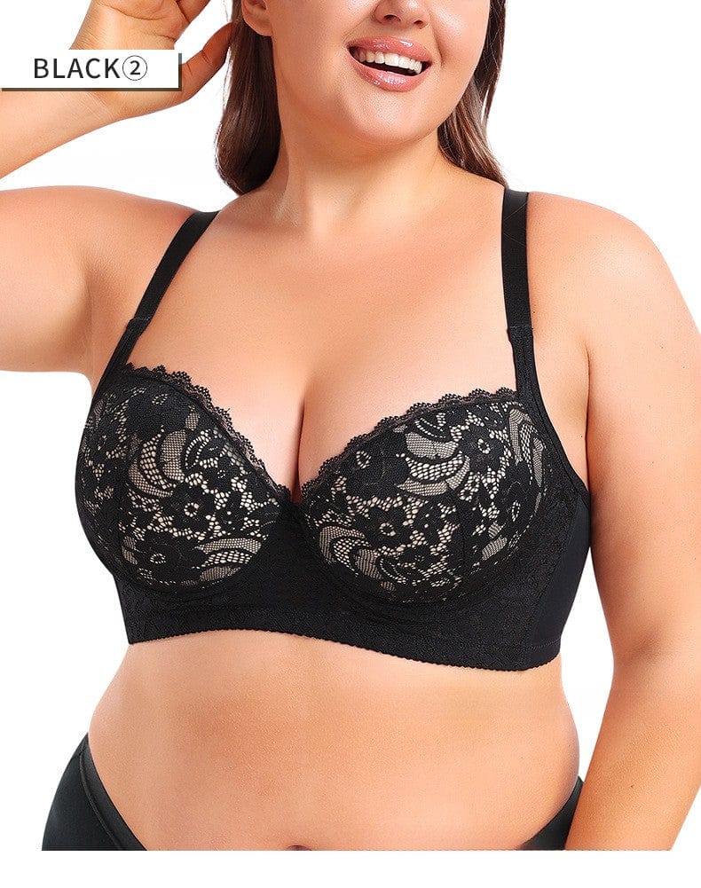 Plus Size Underwired Lace Adjustable Support Bra