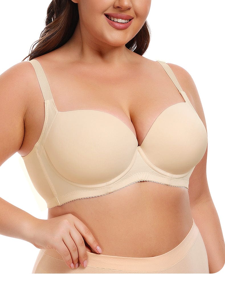 Plus Size Underwire Support Push Up Bra With Adjustable Straps