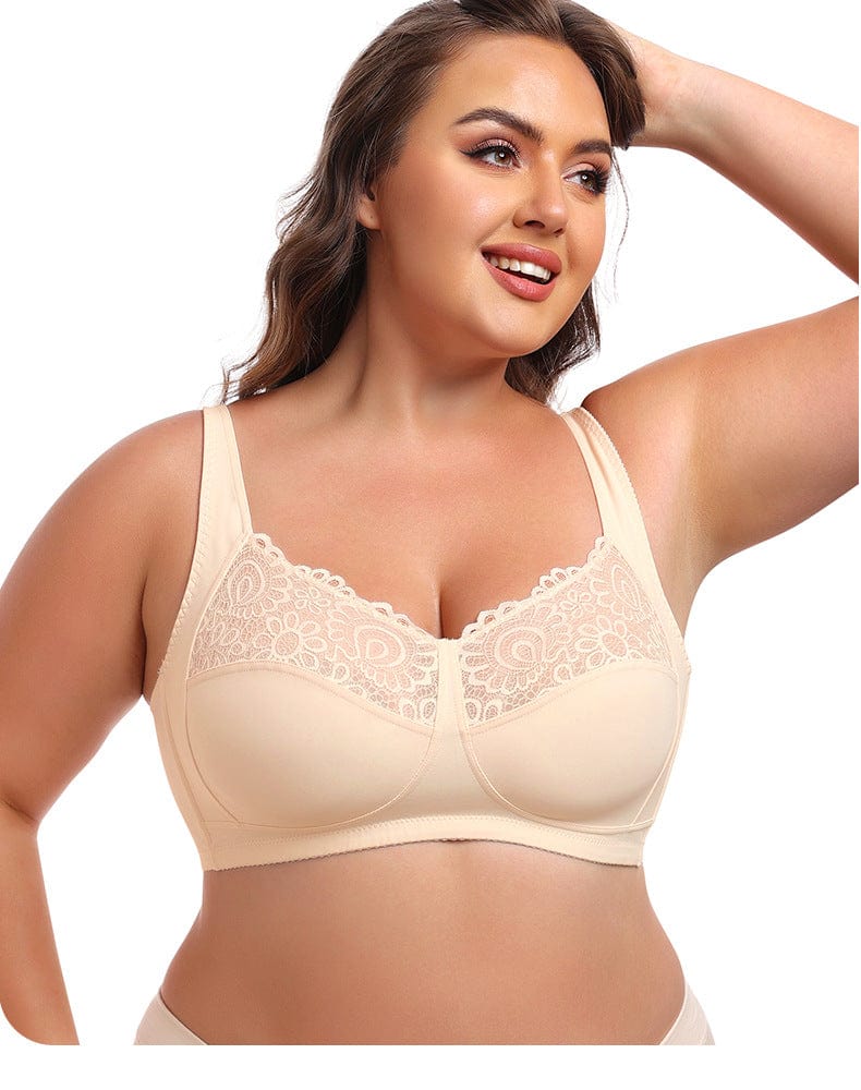 Wireless Lace Plus Size Support Push Up Bra