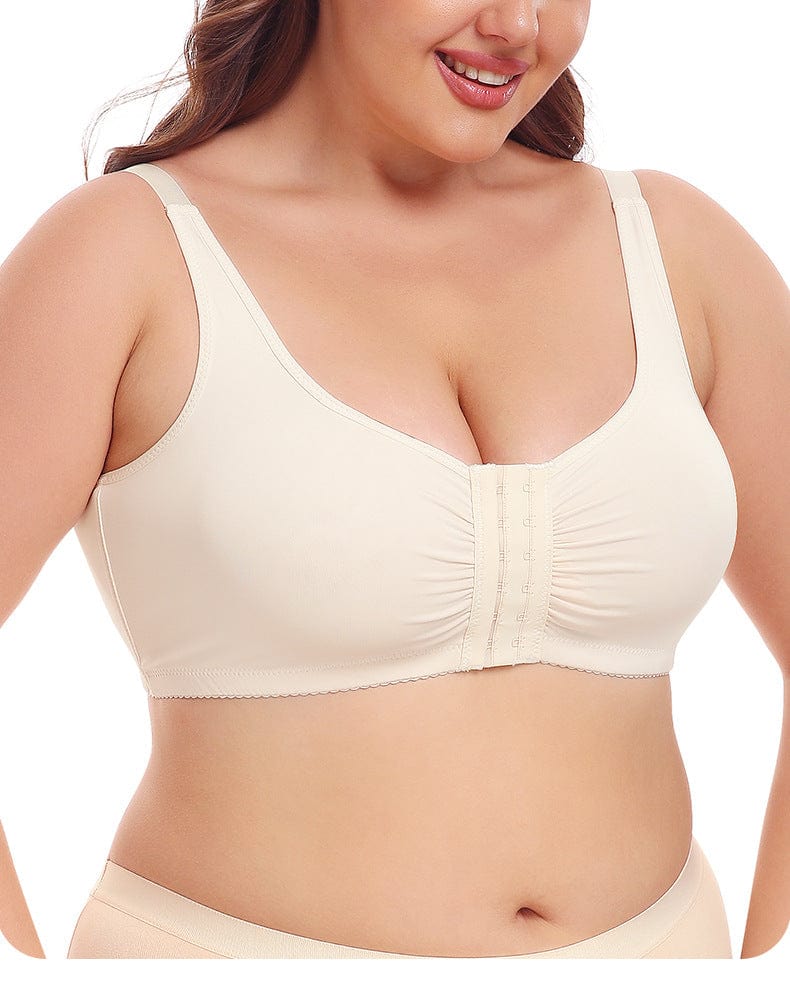 Front Fastening Wireless Plus Size Push Up Support Bra