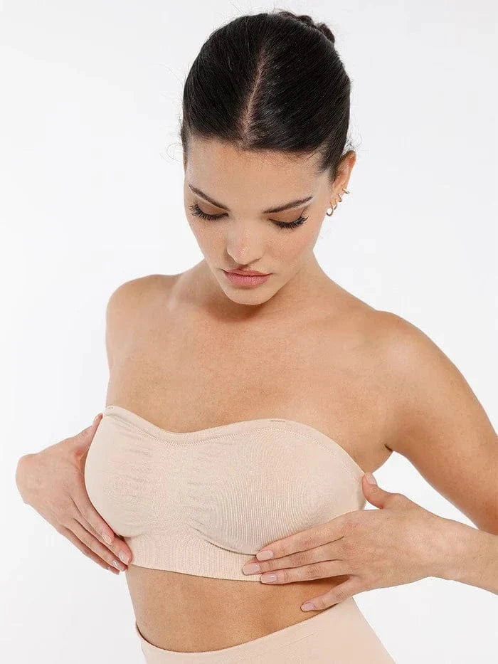 Seamless Bandeau Strapless Brassiere Non Wired push up Bra with Removable Pads