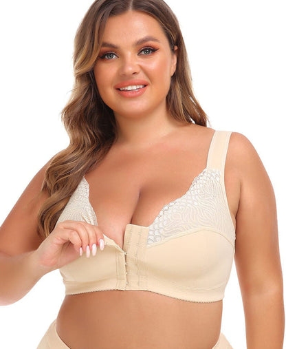 Plus Size Front Fastening Shaping Push Up Lace Bra