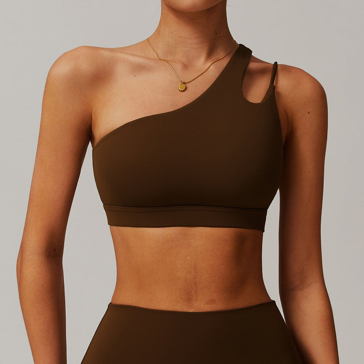 Women’s One-Shoulder Sports Bra Asymmetrical Workout Bra with Removable Pads & High Support